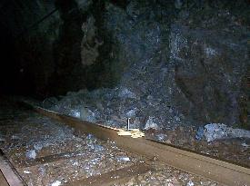 Train damaged by falling rocks in Nagano tunnel